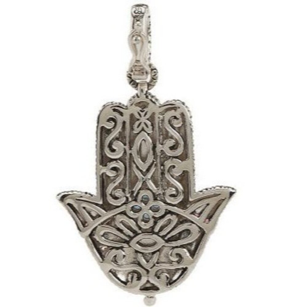 Barbara Bixby Sterling 925 18K Gemstone Hamsa Enhancer London Blue Topaz Garnet - Picture 3 of 5